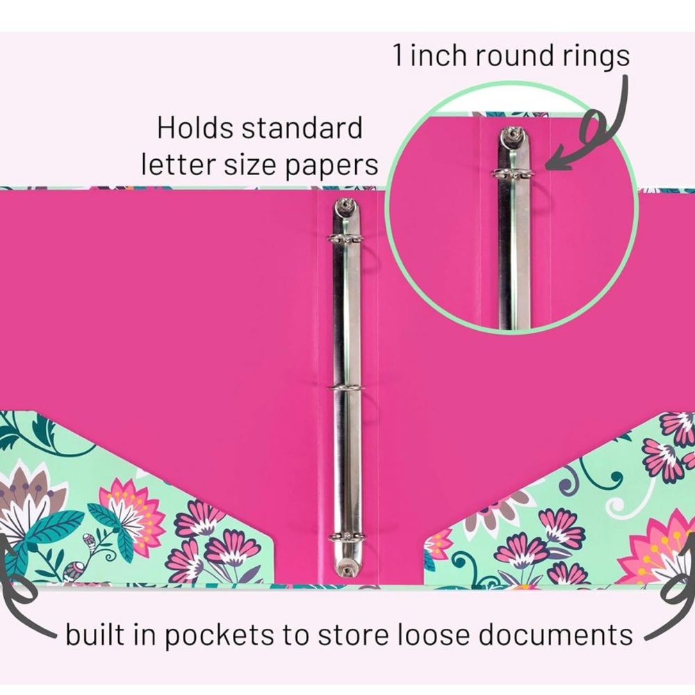 Vera Bradley 3-Ring Binder in Mini Flowers (NWT) - Picture 3 of 4